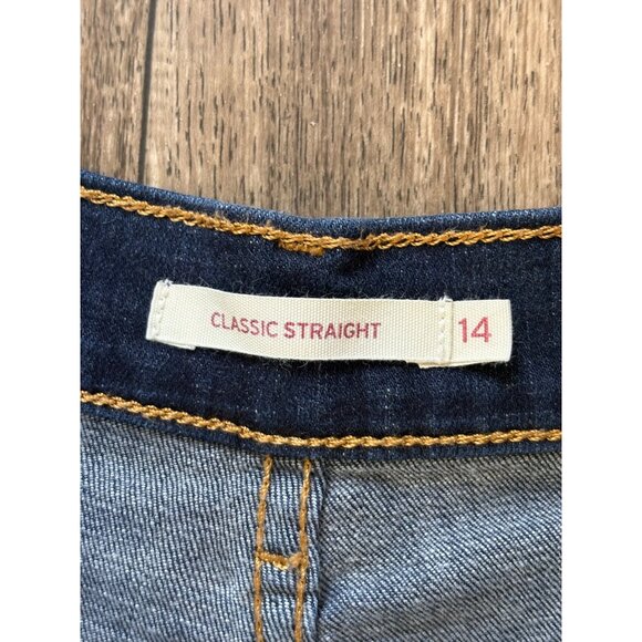 LEVIS CLASSIC STRAIGHT DENIM BLUE JEANS WOMENS SIZE 14M -W32 L30 STRETCH - Picture 8 of 9